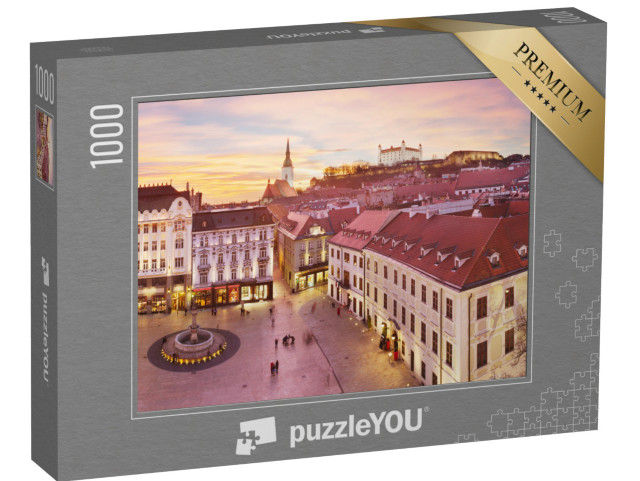 Puzzel 1000 stukjes „Panoramisch uitzicht op Bratislava bij zonsondergang“