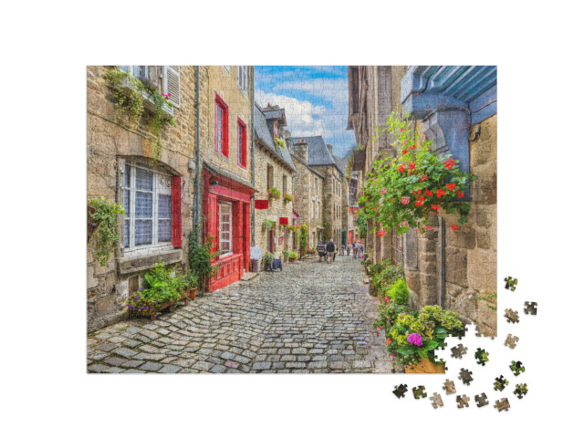 Puzzel 1000 stukjes „Prachtig uitzicht op een pittoresk steegje met historische traditionele huizen“