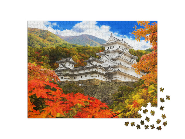 Puzzel 1000 stukjes „Pittoresk kasteel Himeji in de herfst, UNESCO werelderfgoed, Japan“