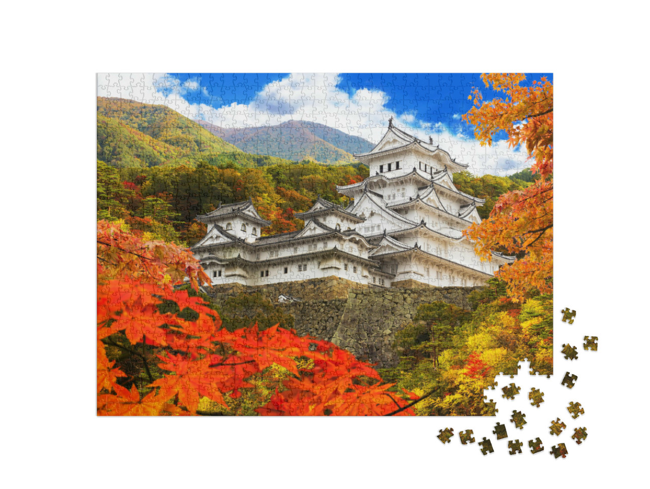 Puzzel 1000 stukjes „Pittoresk kasteel Himeji in de herfst, UNESCO werelderfgoed, Japan“