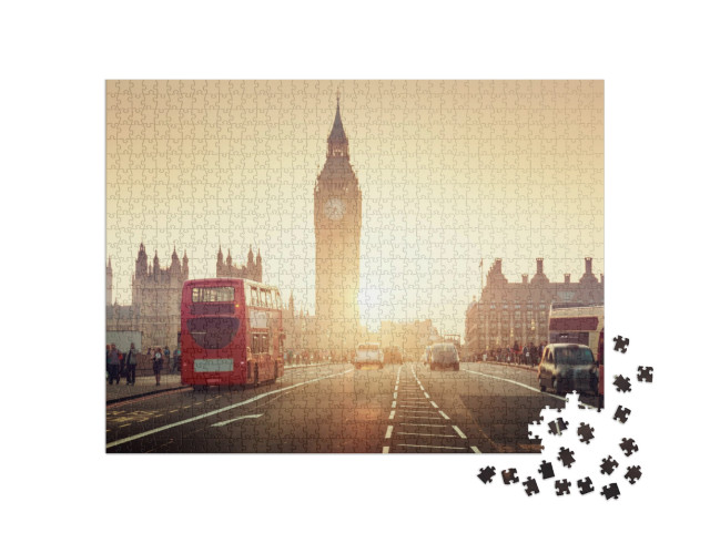 Puzzel 1000 stukjes „Westminster Bridge bij zonsondergang, Londen, Engeland“