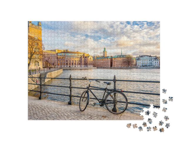 Puzzel 1000 stukjes „Zicht op het parlementsgebouw Riksdagshuset in Stockholm, Zweden“