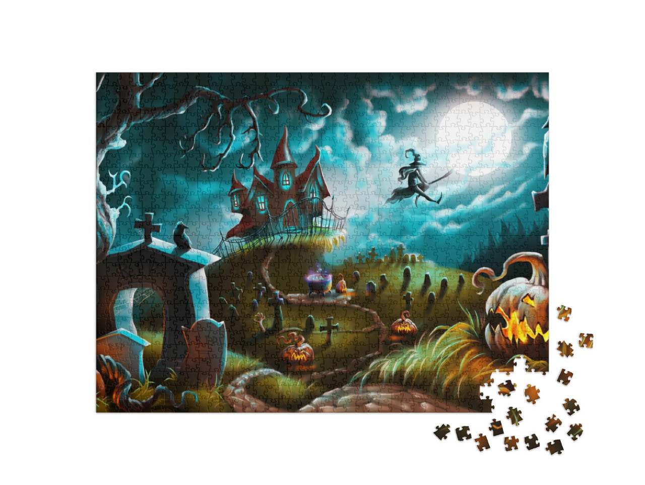 Puzzel 1000 stukjes „Illustratie: De mystieke nacht van Halloween“