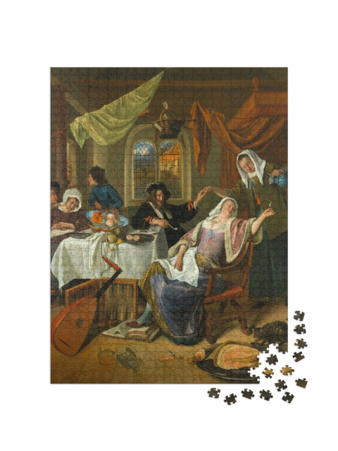 Puzzel 1000 stukjes „Jan Steen - Het ontbonden huishouden“