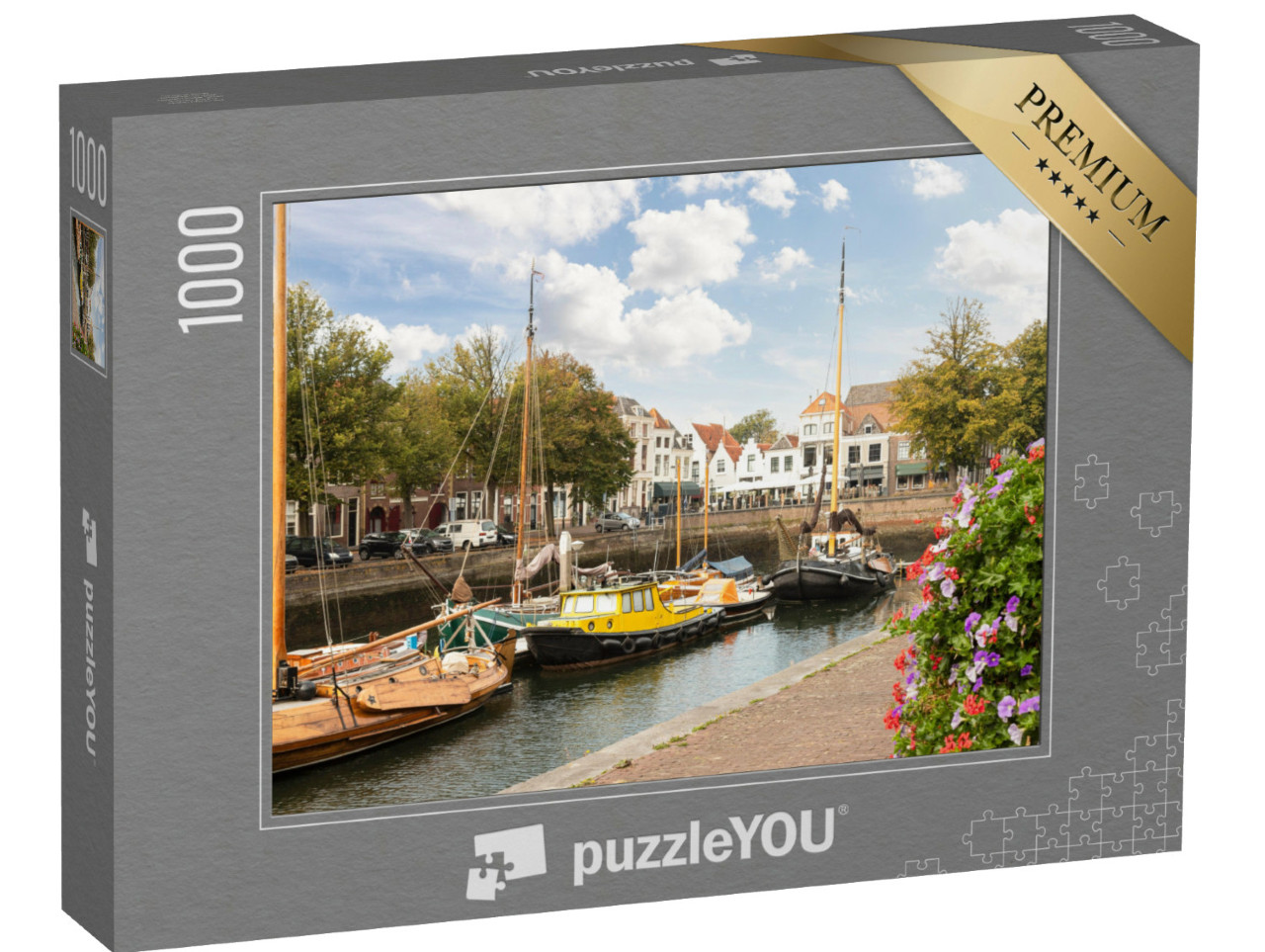 Puzzel 1000 stukjes „Oude zeilschepen in de haven van het pittoreske stadje Zierikzee in de provincie Zeeland“