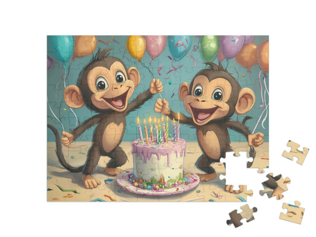 Puzzel 100 stukjes „Wilde apenfeestpret met vrienden“