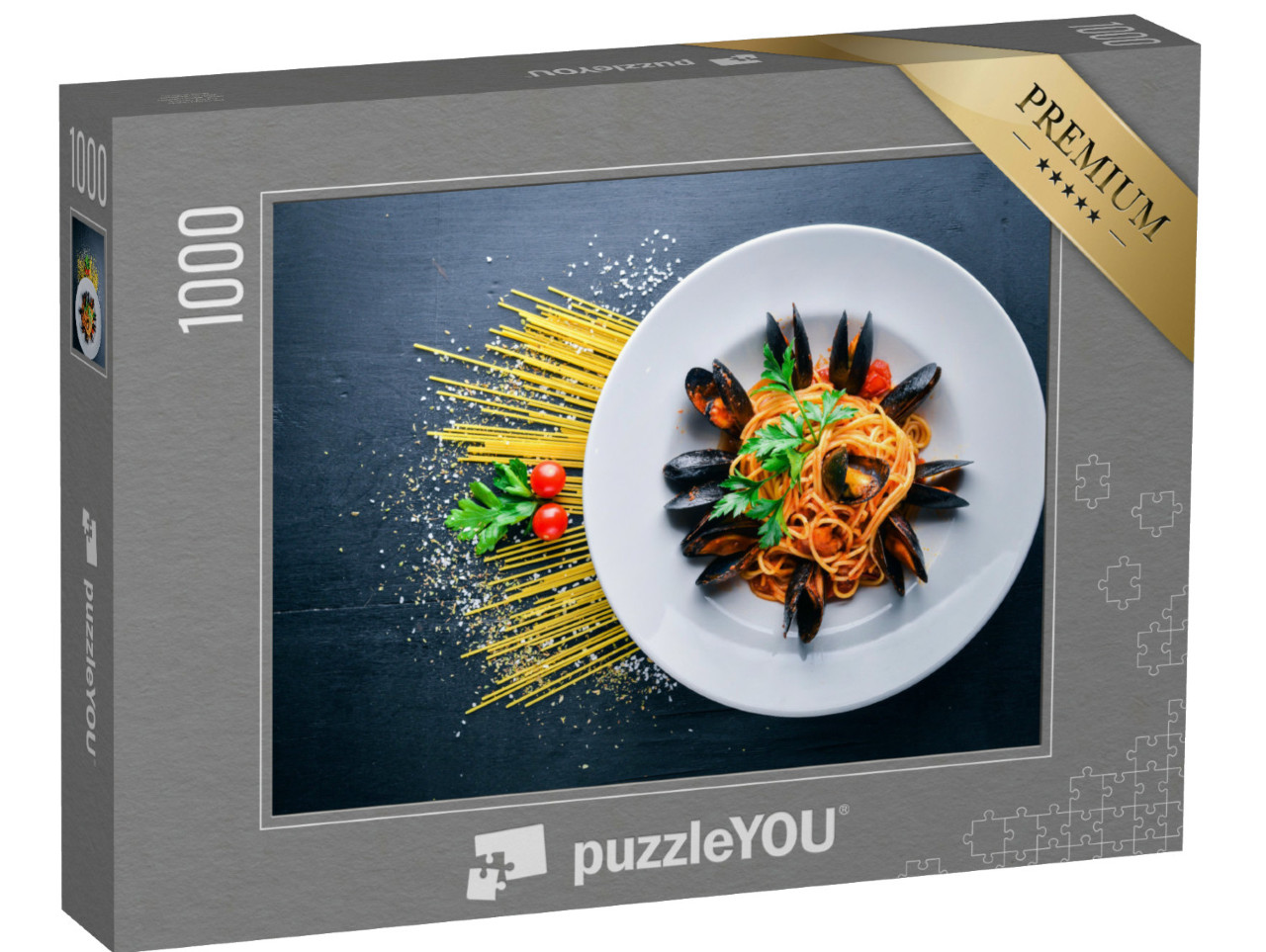 Puzzel 1000 stukjes „Pasta met mosselen en zeevruchten“