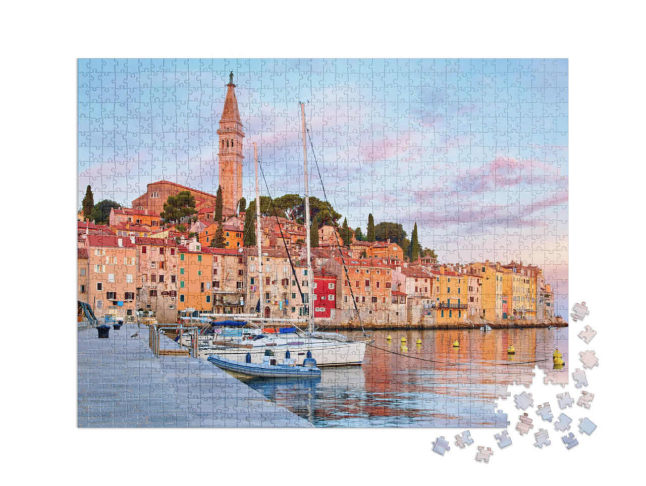 Puzzel 1000 stukjes XXL „Middeleeuws stadje Rovinj aan de Adriatische Zee, Kroatië“