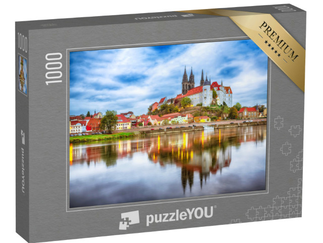 Puzzel 1000 stukjes „Kasteel Albrechtsburg en de kathedraal aan de Elbe bij zonsondergang, Meissen“