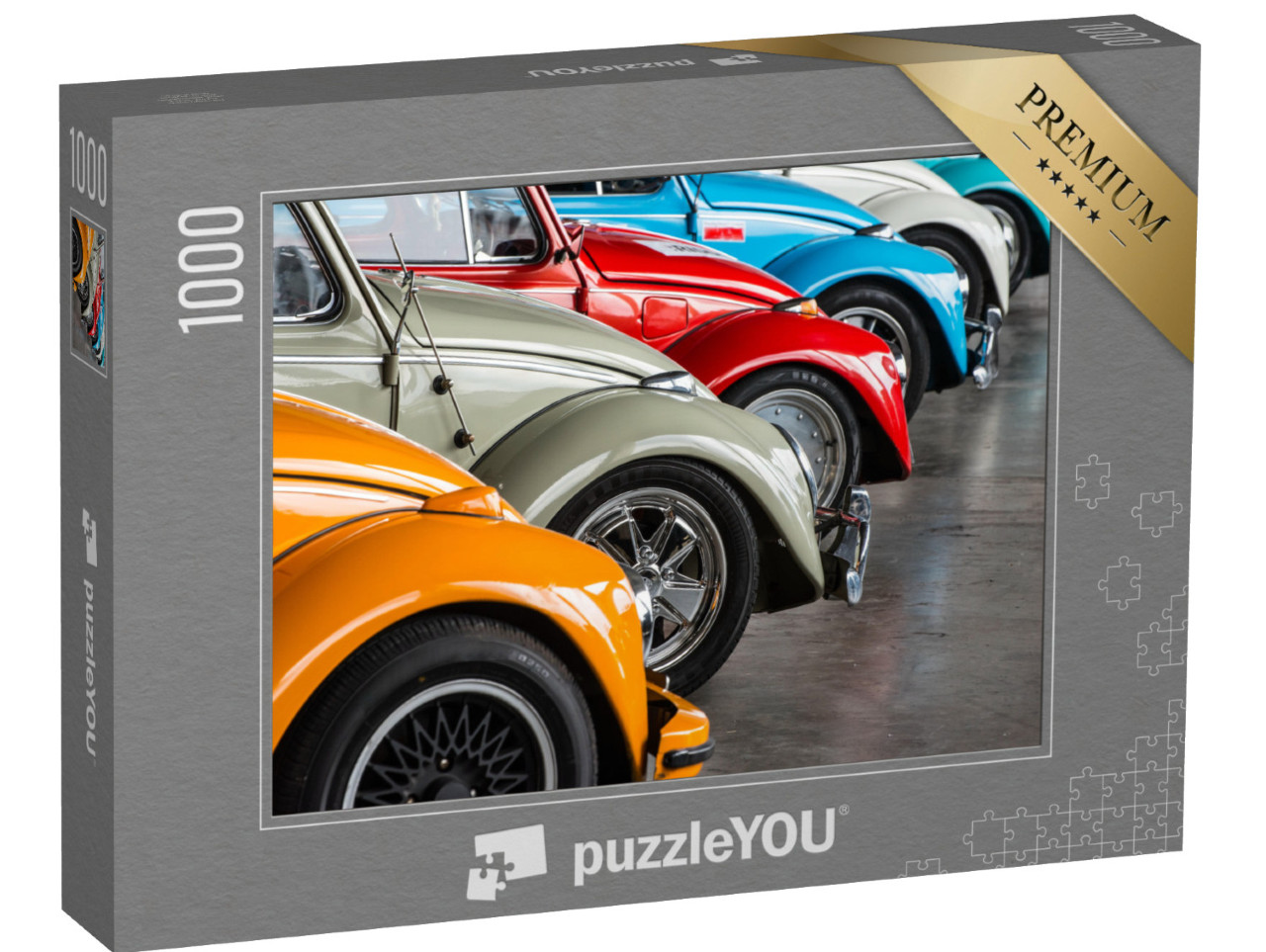 Puzzel 1000 stukjes „Retro oldtimer in verschillende kleuren op een rij“