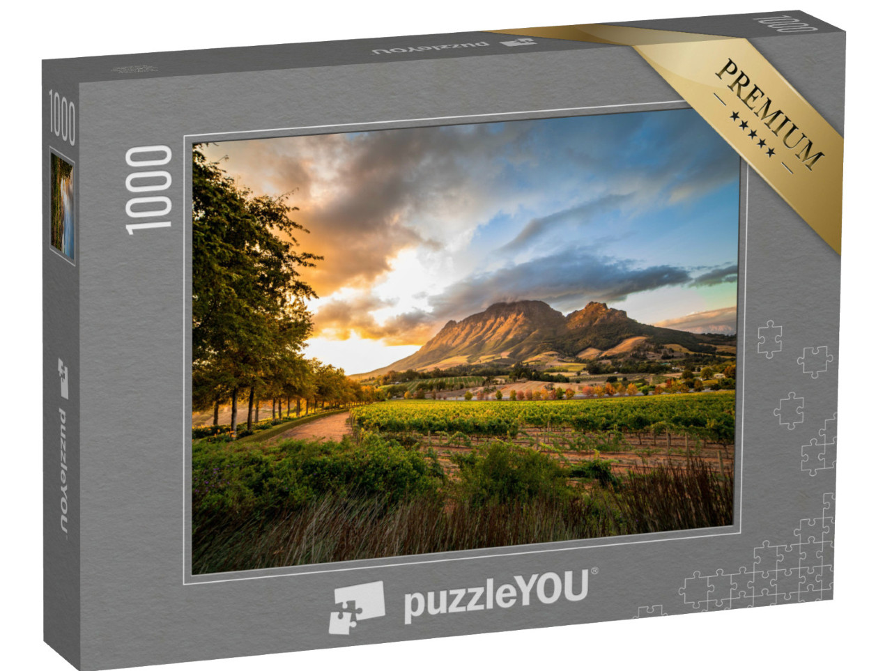 Puzzel 1000 stukjes „Stellenbosch wijngebied met uitzicht op de Simonsberg, Zuid-Afrika“