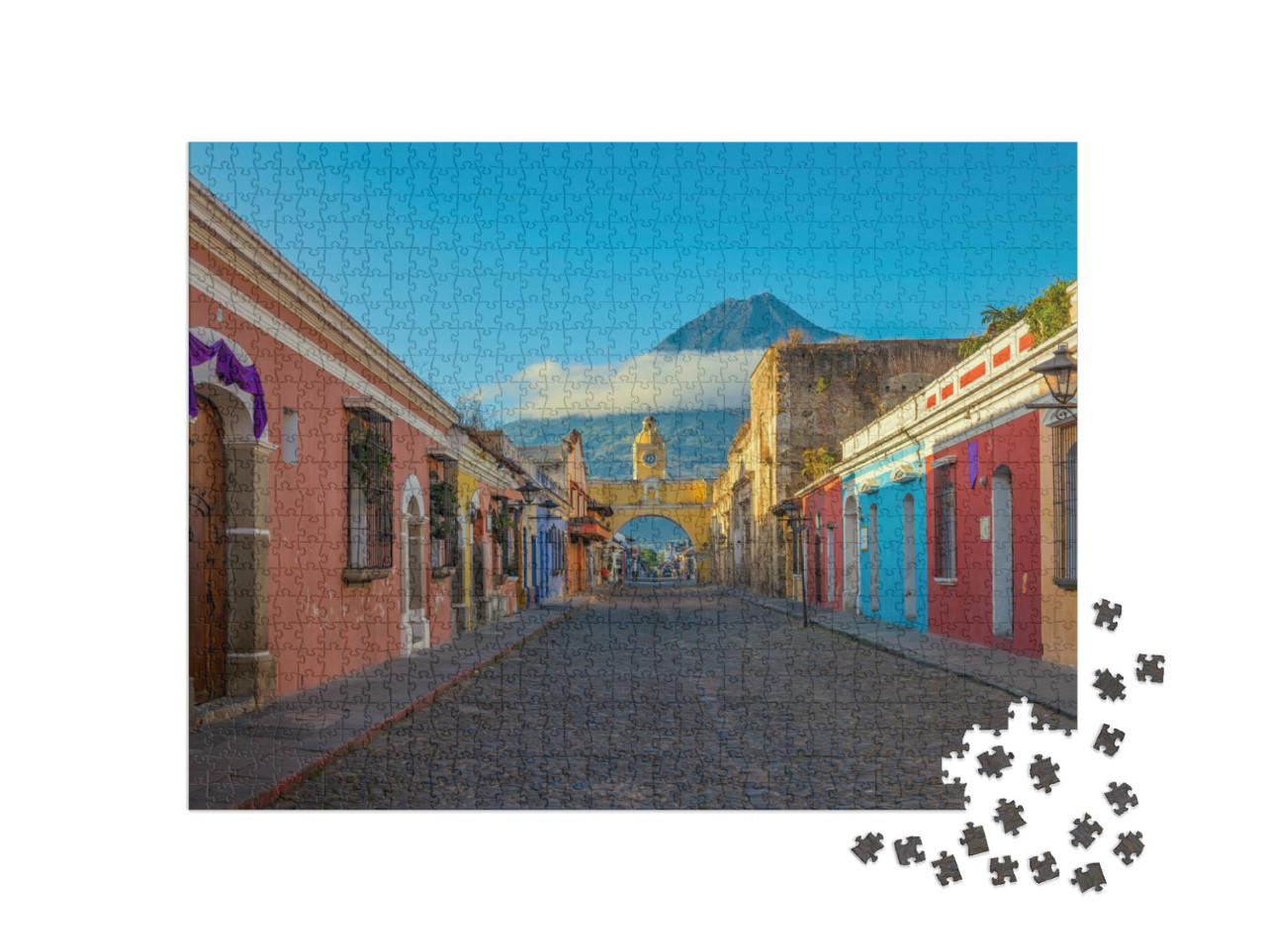 Puzzel 1000 stukjes „Zonsopgang boven Antigua , Guatemala“