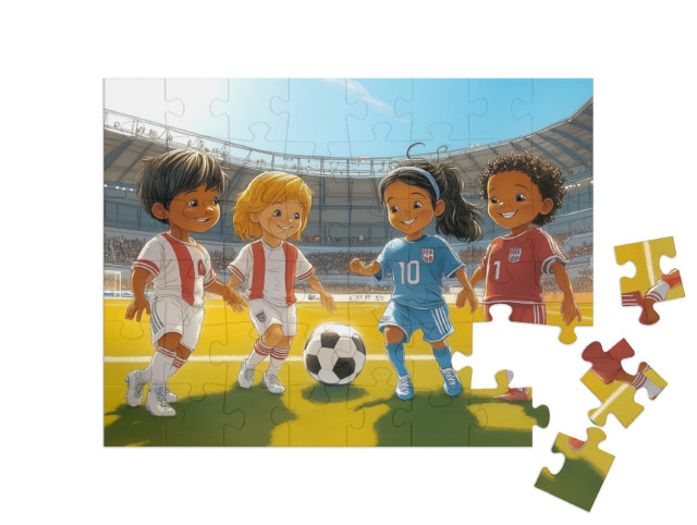 Puzzel 48 stukjes „Voetbalpret met vrienden“