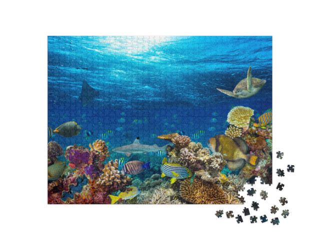 Puzzel 1000 stukjes „Blauwe oceaan en kleurrijke onderwaterwereld“