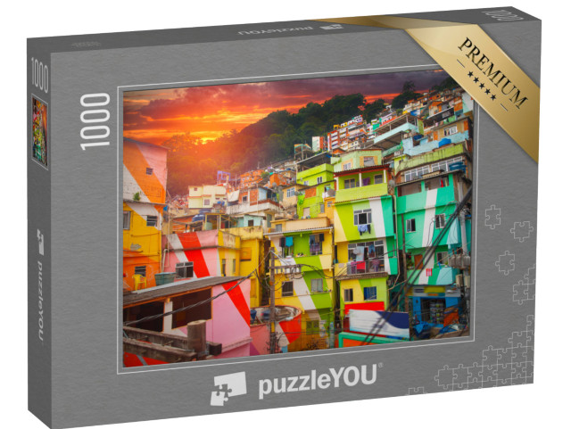Puzzel 1000 stukjes „Rio de Janeiro: stadscentrum en favela, Brazilië“