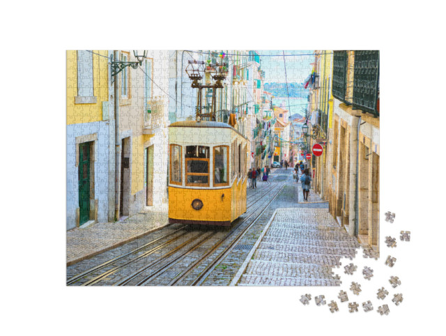 Puzzel 1000 stukjes „Tram op een heuvel in de stad Lissabon, Portugal“