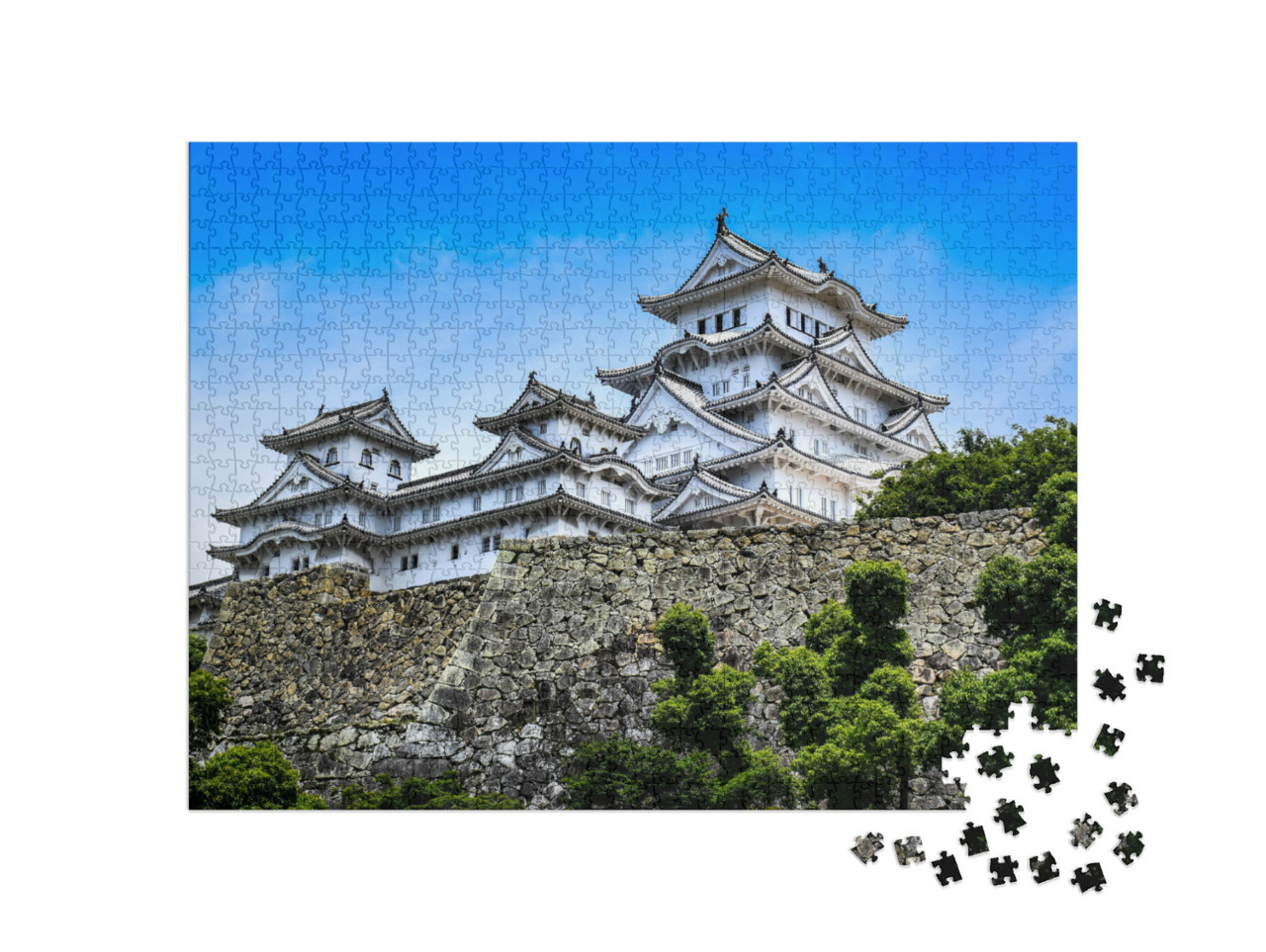 Puzzel 1000 stukjes „Prachtig uitzicht op het UNESCO werelderfgoed Himeji kasteel in de zomer, Japan“