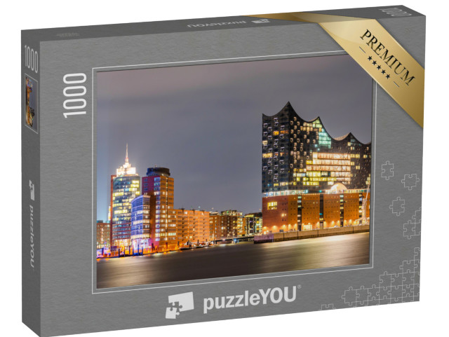 Puzzel 1000 stukjes „Elbphilharmonie en haven van Hamburg bij nacht“