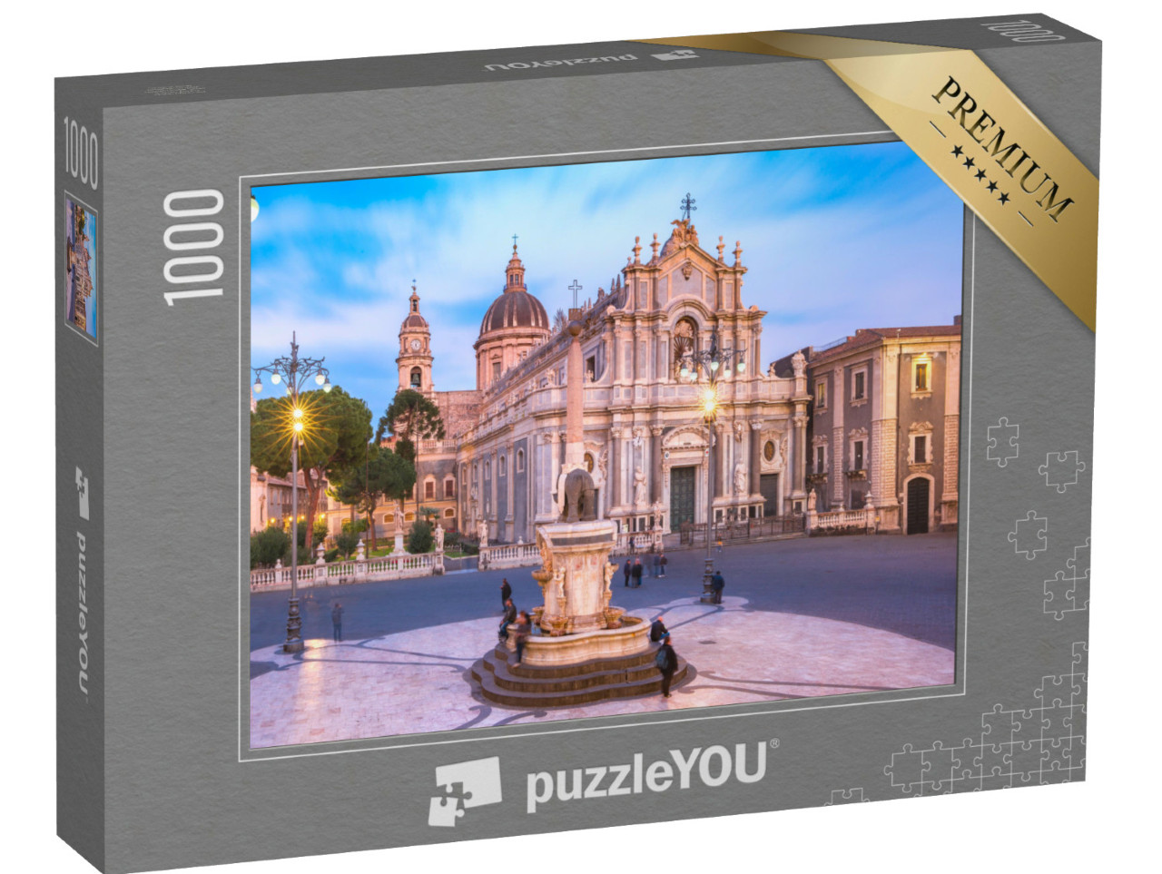 Puzzel 1000 stukjes „Piazza Duomo in de avond, Catania, Sicilië, Italië“