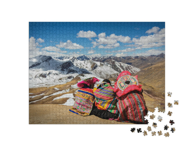 Puzzel 1000 stukjes „Peru: Mensen bezoeken de Andes en hun landschap“