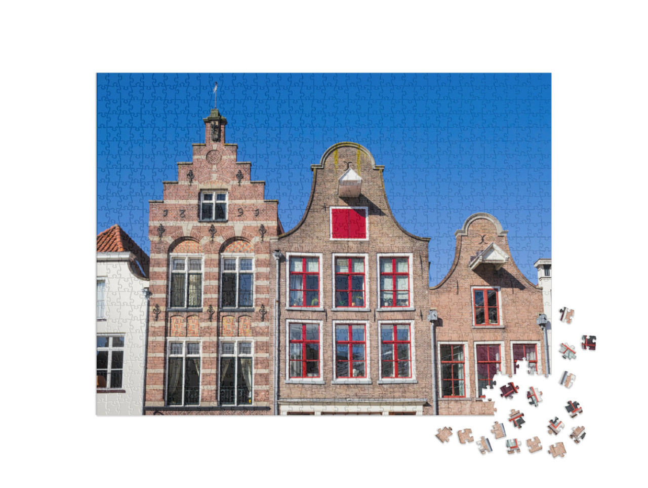 Puzzel 1000 stukjes „Historische gevels in het centrum van de Hanzestad Deventer, Nederland“