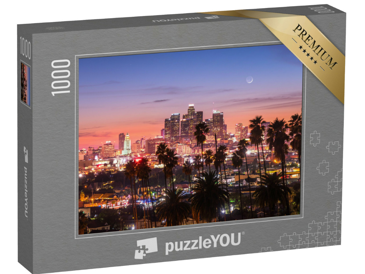 Puzzel 1000 stukjes „Een zonsondergang door de palmbomen, Los Angeles, Californië“