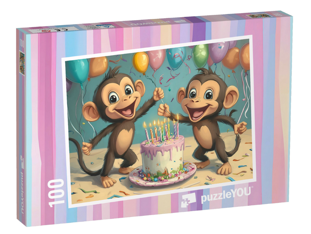 Puzzel 100 stukjes „Wilde apenfeestpret met vrienden“