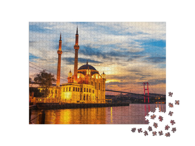 Puzzel 1000 stukjes „De Grote Keizerlijke Moskee van Istanbul in het licht van de nacht“