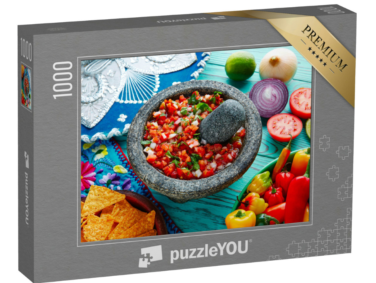Puzzel 1000 stukjes „Pico de gallo saus uit Mexico met tomaat, koriander en ui“