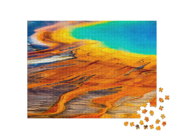 Puzzel 1000 stukjes „Close-up van de Grand Prismatic Spring, Yellowstone National Park“