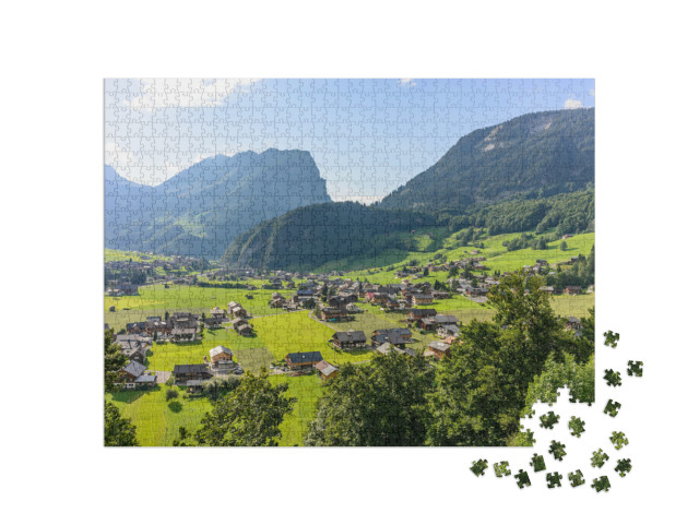 Puzzel 1000 stukjes „Panoramisch uitzicht op Schoppernau, Vorarlberg, Oostenrijk“