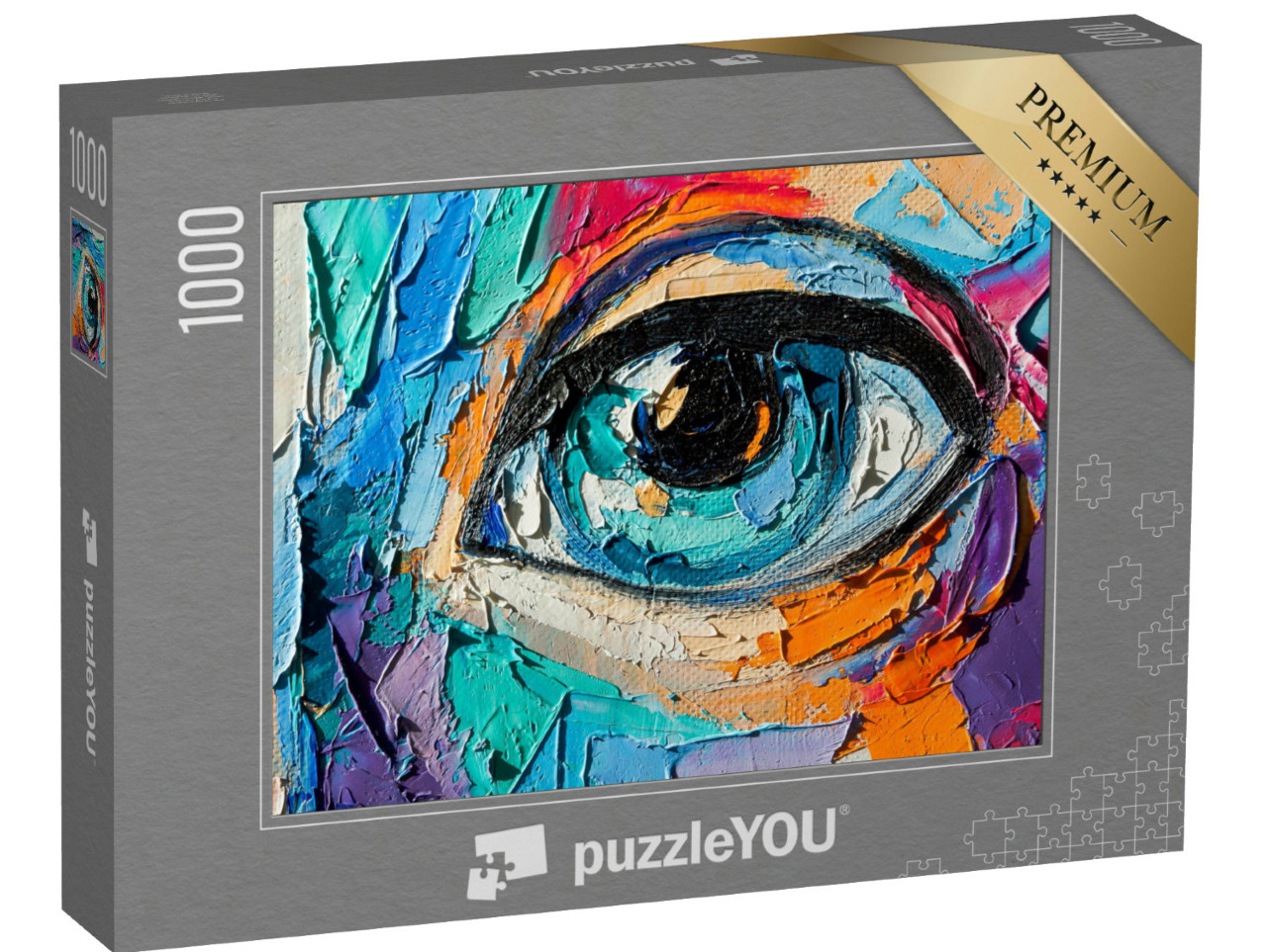 Puzzel 1000 stukjes „Olieverfschilderij: Abstract schilderij van een mooi meisje“