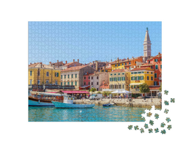 Puzzel 1000 stukjes „Kleurrijk Rovinj met haven, Istrië, Kroatië“