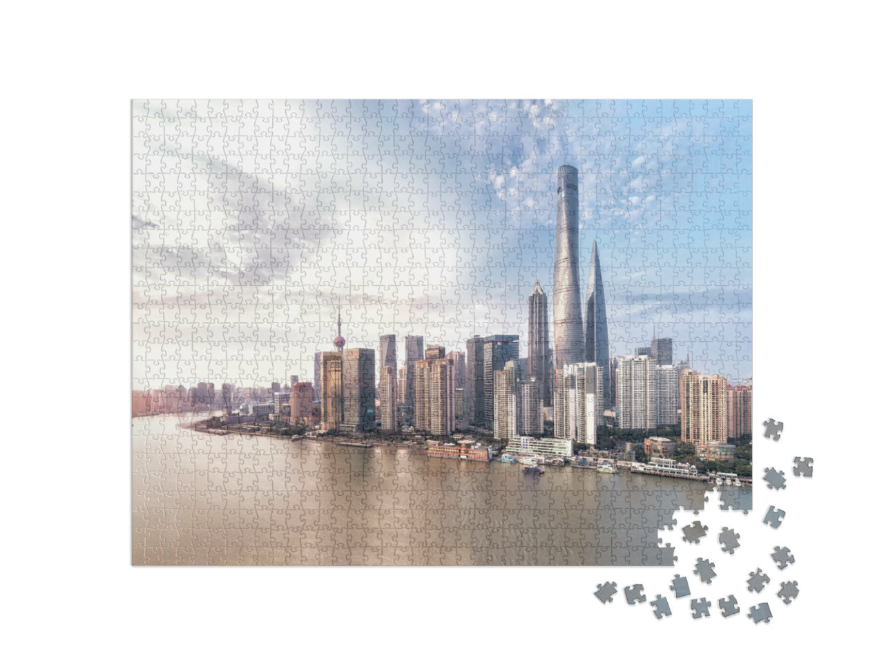 Puzzel 1000 stukjes „Skyline van Shanghai“