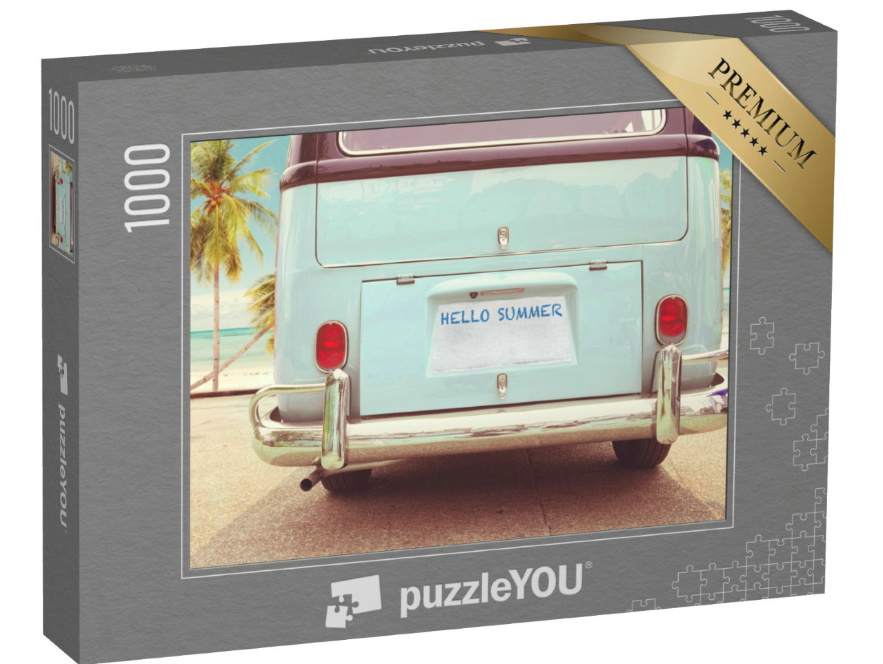 Puzzel 1000 stukjes „Klaar om te reizen - klassieke auto op weg naar het strand“