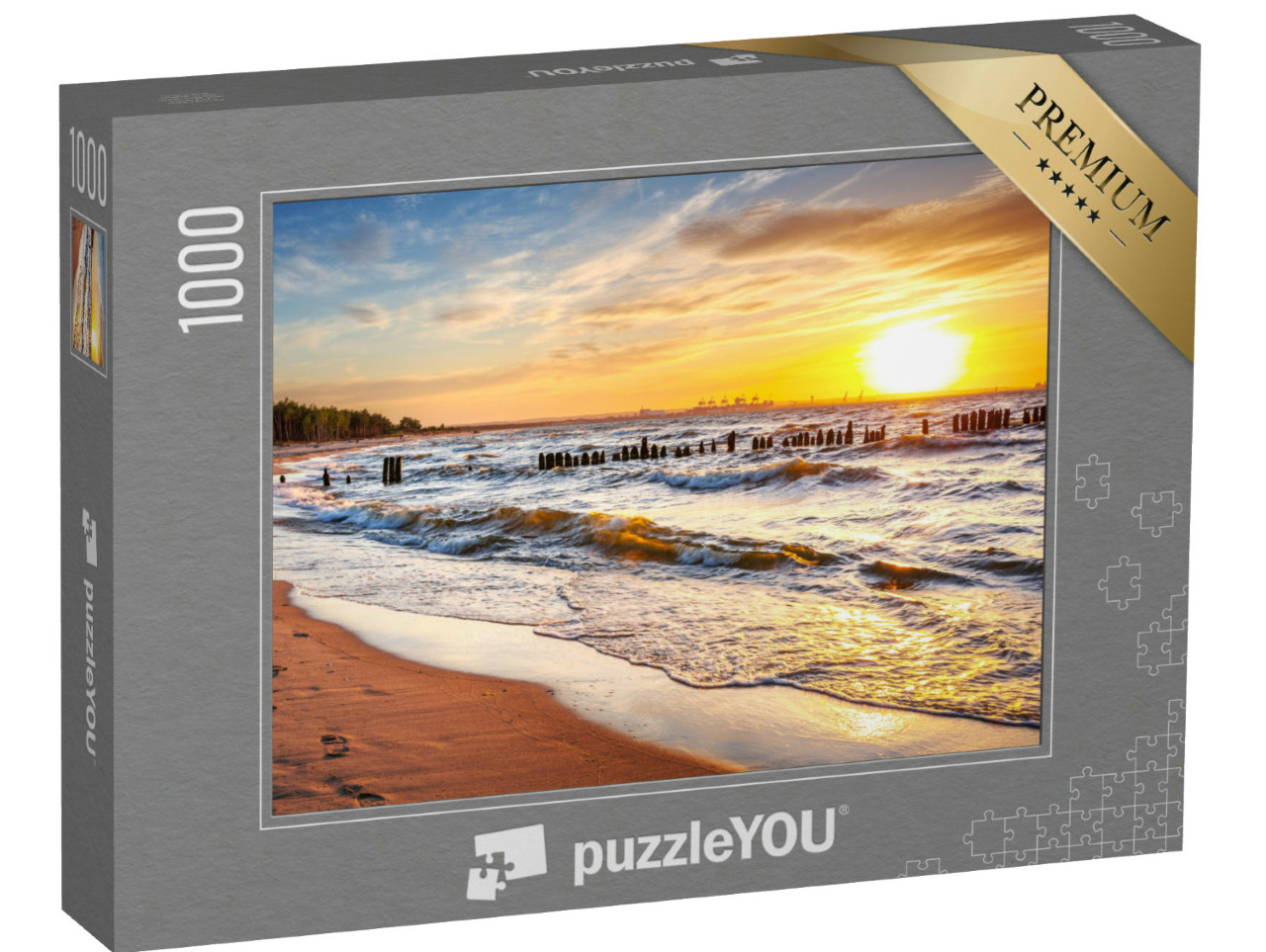 Puzzel 1000 stukjes „Zonsondergang op het strand aan de Baltische Zee in Polen“