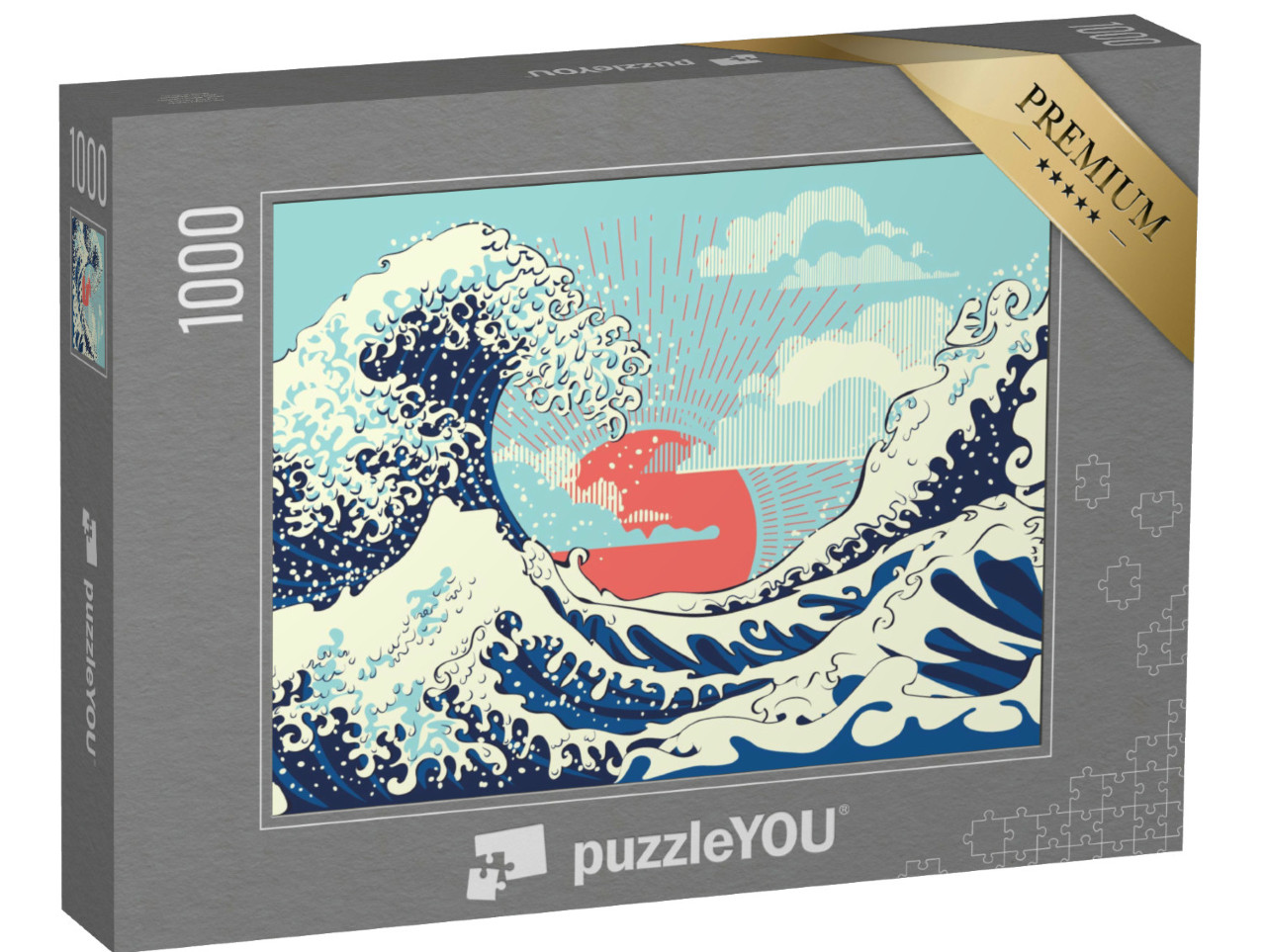 Puzzel 1000 stukjes „Retro kunstontwerp: Stormachtige oceaan“