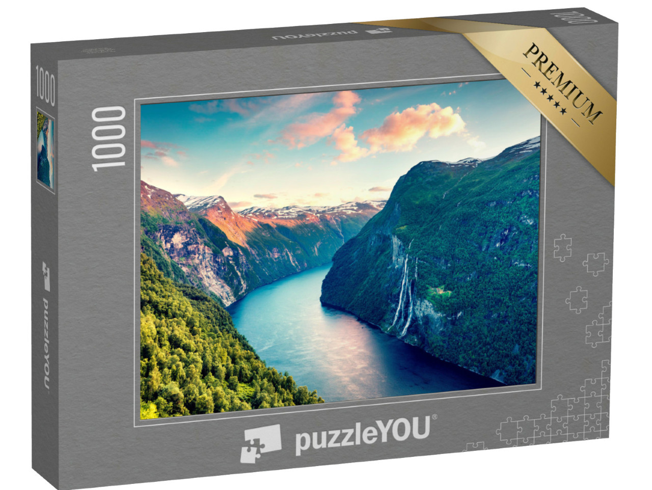 Puzzel 1000 stukjes „Avondsfeer bij Sunnylvsfjord in Noorwegen“
