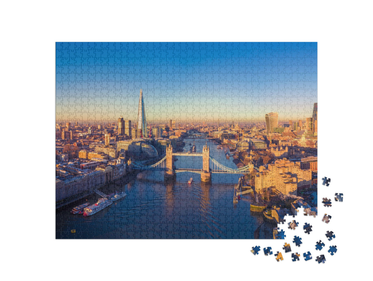 Puzzel 1000 stukjes „Luchtfoto van Londen en de Theems, Engeland“