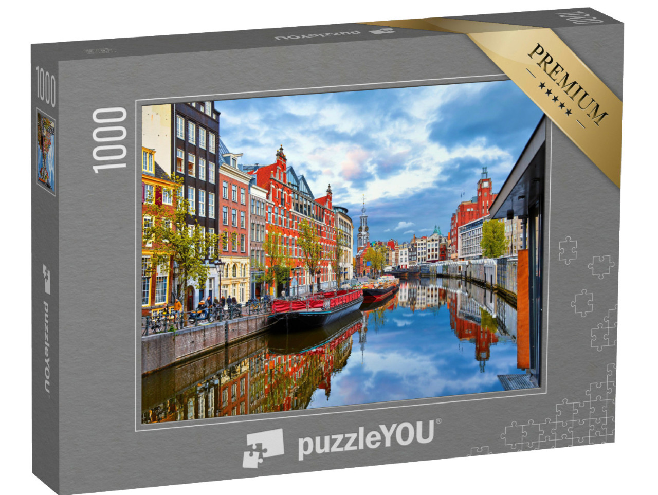 Puzzel 1000 stukjes „Gracht in Amsterdam in de lente, Nederland“