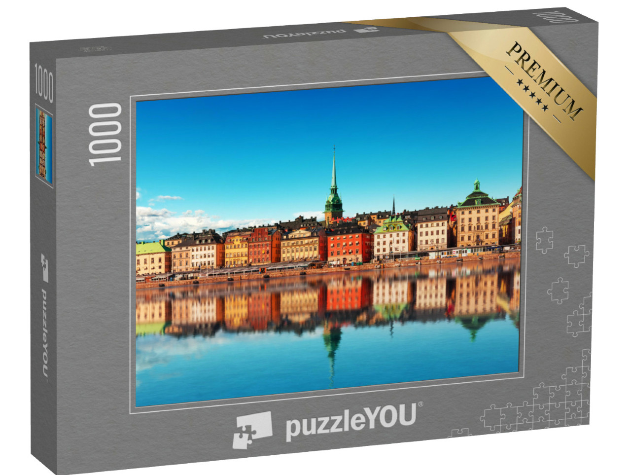Puzzel 1000 stukjes „Landschappelijk zomerpanorama van de oude stad Gamla Stan, Stockholm, Zweden“