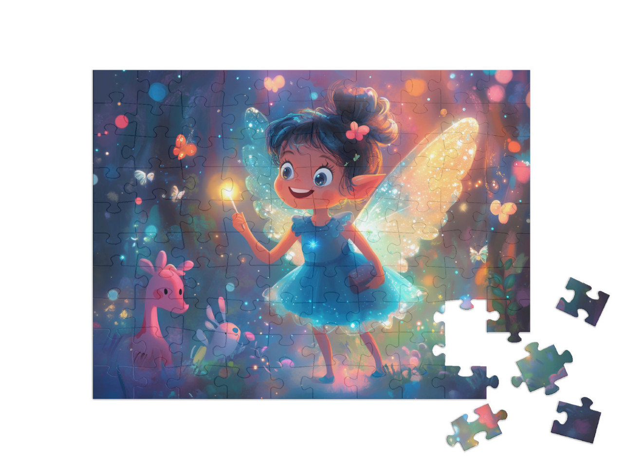 Puzzel 100 stukjes „Een fee in haar glinsterende wereld“