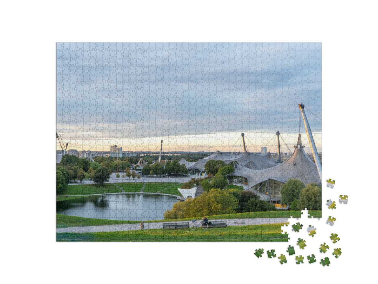Puzzel 1000 stukjes „Olympisch Park rond het Olympisch Stadion in München“