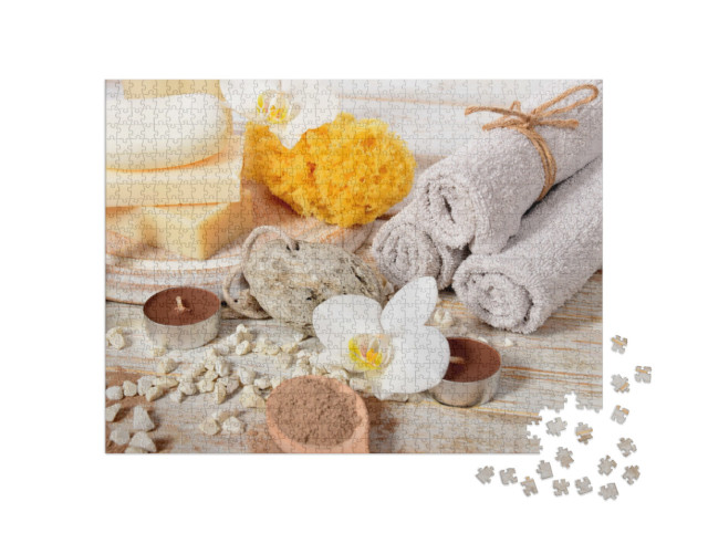 Puzzel 1000 stukjes „Thuis-wellness met puimsteen, handdoeken, natuurlijke zeep“