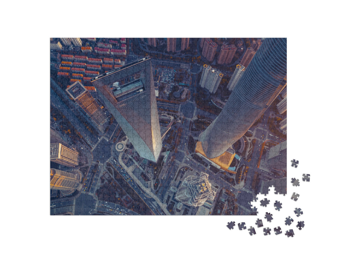 Puzzel 1000 stukjes „Wolkenkrabbers in Shanghai“