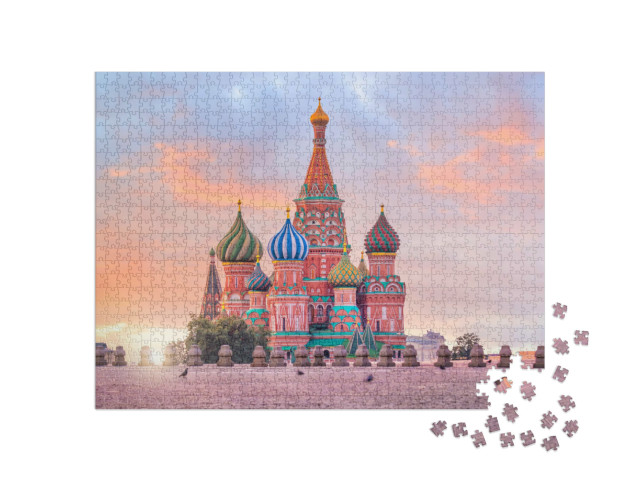Puzzel 1000 stukjes „Sint-Basiliuskathedraal bij zonsopgang, Moskou“