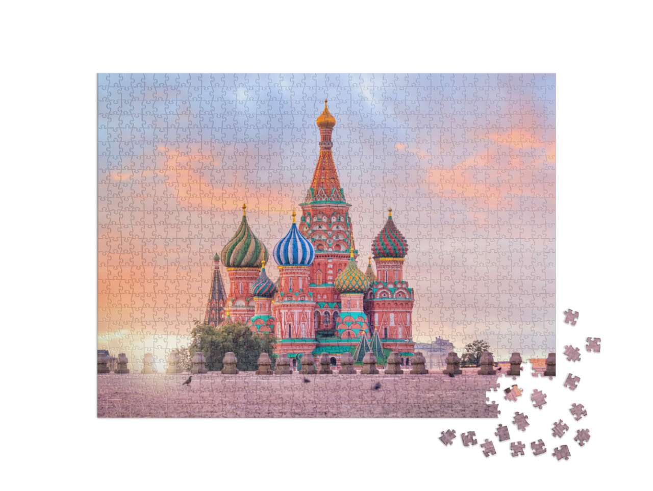Puzzel 1000 stukjes „Sint-Basiliuskathedraal bij zonsopgang, Moskou“