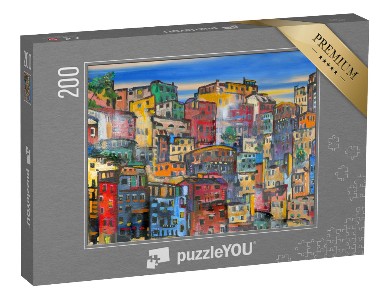 Puzzel 200 stukjes „Afbeelding: Kleurrijke, dicht opeengepakte huisgevels“