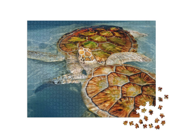 Puzzel 1000 stukjes „Twee waterschildpadden“