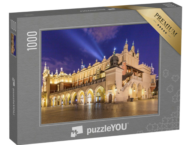 Puzzel 1000 stukjes „Sukiennice op het grote marktplein bij nacht, Krakau, Polen“